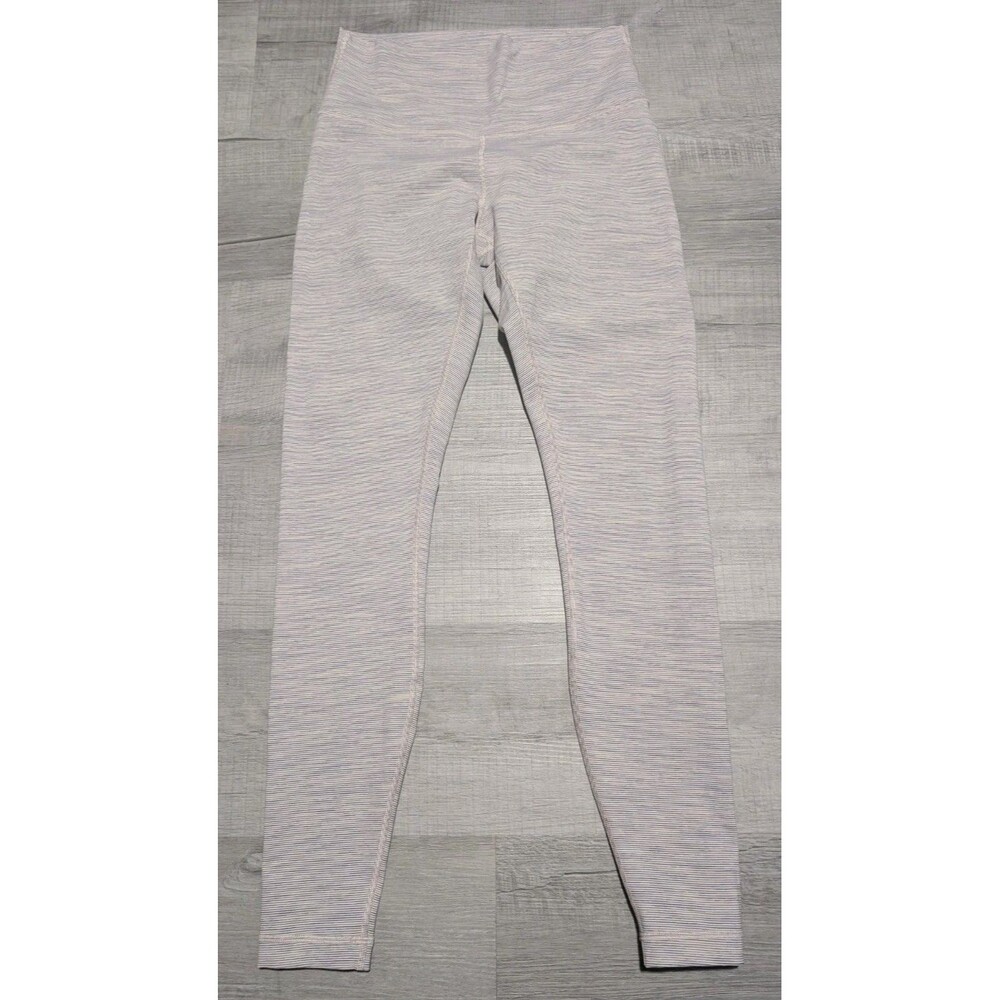 Lululemon Wunder Under High Rise Tight 28" Luxtreme Purple Striped Womens Sz 8